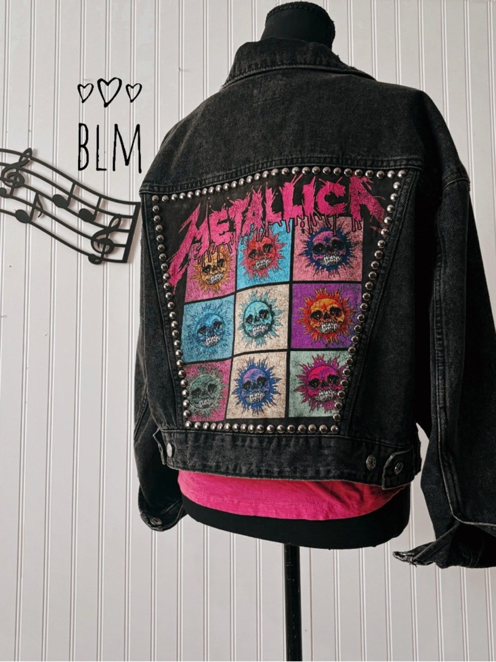 ✨ Metallica custom acid wash Jean jacket